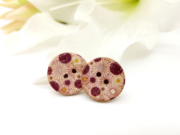 Blumen Kokos Knopf Ohrstecker Flower